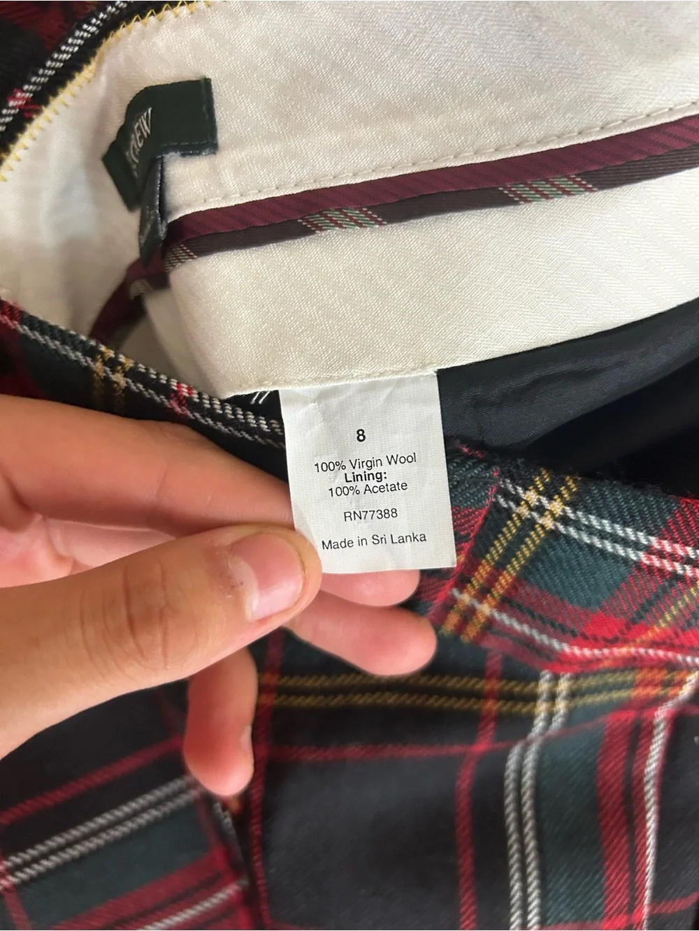 J.Crew Women’s Plaid Tartan Straight Leg Pants 100% Wool Sz 8 👽🧡